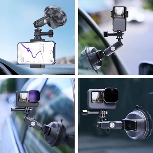 TELESIN Przyssawka Uchwyt samochodowy Szyba na deskę rozdzielczą Uchwyt na deskę rozdzielczą Łodzie Pojazd Dołącz do GoPro Max Hero 10 9 8 7 6 5 Insta360 DJI Action 2 Osmo Pocket 2 Akcesoria AKASO