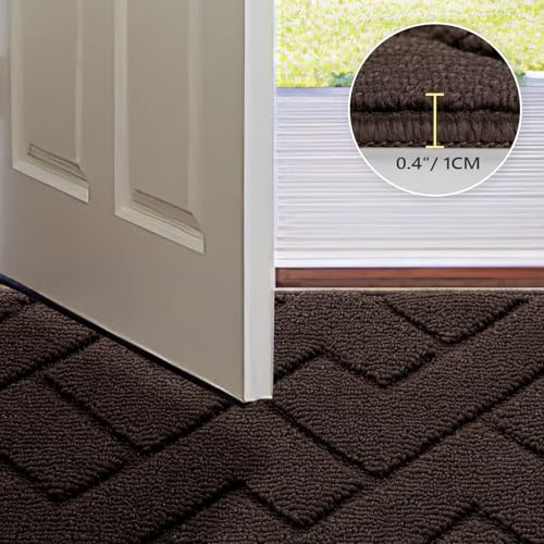Image of hicorfe Front Door Mat Outside Entrance,36 inchx59 inch Absorbent Muddy Dirt Resist Welcome Door Mats Outdoor Indoor,Stain and Fade Resistant,Non Slip Backing Entry Mat Doormat for Entryway(Coffee)