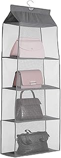 Organiseur de sac à main pliable à suspendre avec 4 compartiments de rangement pour le salon, la chambre à coucher, la penderie (gris)