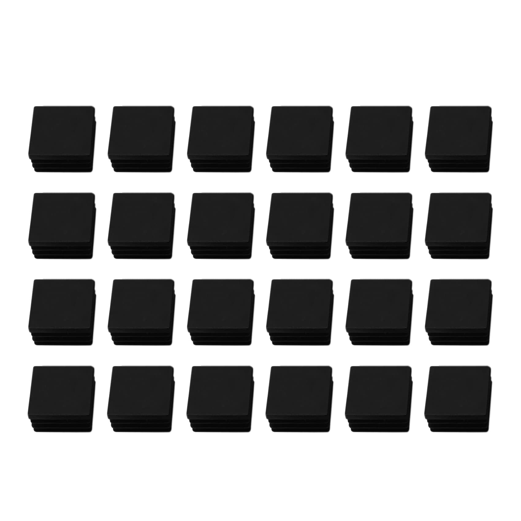 Osmond 24 Pcs 30mm x 30mm Plastic Ribbed Square End Caps Tube Insert Black