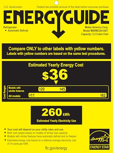 Midea MERM33S1AST 3.3 Cubic Feet Compact Refrigerator, Silver on Fridge.com