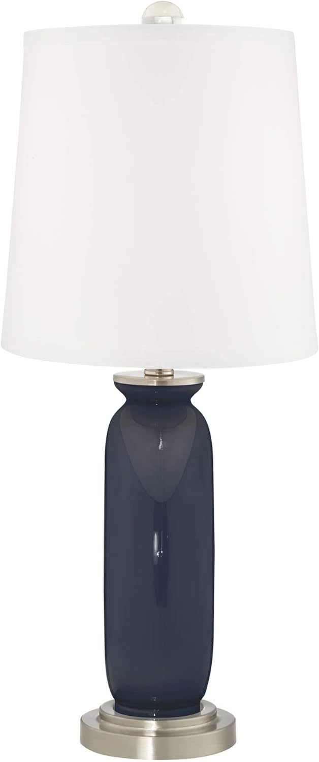 Color + Plus Carrie 26 1/2" Modern Glass Naval Blue Table Lamps Set of 2