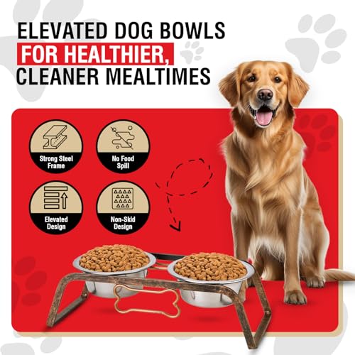 Loving Pets Elevated Dog Bowls – Raised Stainless Steel Dog Bowls with Steel Stand – Non-Skid, No Spill Feeder for Small, Medium & Large Dogs – Easy to Clean, Durable Raised Dog Feeding Station - Image 3