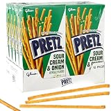 Pretz Sour Cream & Onion Baked Stick, 1.09 oz (Pack of 10), Baked Snack Sticks, Pretzel Sticks
