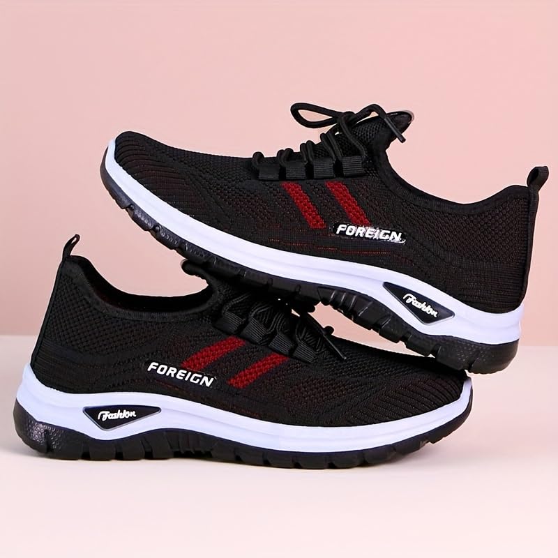 Women's Breathable Knitted Casual Running Shoes - lace-up Sneakers3