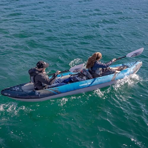 AQUAGLIDE チヌーク120 空気注入式 12フィート カヤックキット 大人用 家族向け ペット用 1人または2人用 ブローアップ レクリエーションカヤック 釣り人 釣り ハンティング用 6枚目