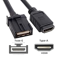 Vista 2 de CY HDMI 1.4 tipo E macho a tipo A hembra Cable de audio de vídeo 1.0 ft 4K 60hz de alta velocidad grado automotriz para auto HDTV H1 coche