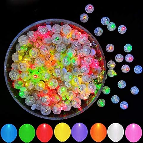 JJGoo 100Pcs Multicolor LED Balloon Lights, Waterproof Flash Round Tiny Led Light for Paper Lantern Easter Egg Pumkin Birthday Party Wedding Decoration Cover
