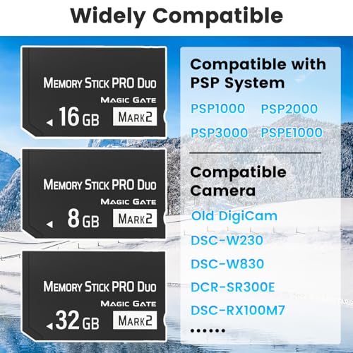 16GB Memory Stick Pro Duo MARK2,High-Speed Memory Stick Duo Compatible with PSP1000 2000 3000 Accessories and Digital Camera Memory Cards