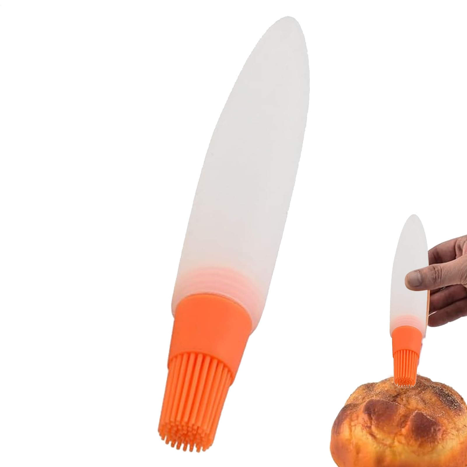 Oil Silicone Brush Bottle Set - Cooking Baking Barbecue Oil Spread Applicator | Soft Flexible Silicone Bristle with Transparent Storage Container, Kitchen Food Grease Control Tool