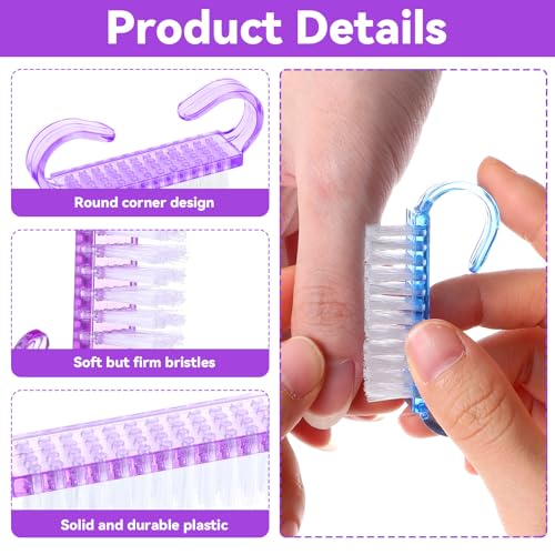 HJZHII 12 Stück Nagelbürste mit Griff,Nail Brush Fingernagelbürste Nagelbürsten Handbürste Hart Zum Reinigen Der Fingernägel Nagelbürsten Nagelschrubber Handreiniger Schrubbwerkzeug Set Pediküre