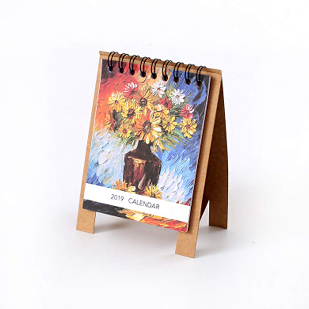 RFKMS Desk Calendar 2019 Vertical Plan Gifts Decoration Multifunction Notebook Timetable Home Storage Box Office Kawaii Cartoon Kraft Paper