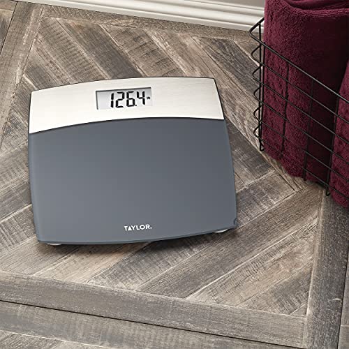Taylor Precision Products Digital Scales For Bodyweight Mixed Metal With Brushed Stainless Steel, 440 Lb Capacity, Bathroom Scale, White Backlight Readout, Highly Accurate Digital Bathroom Scale #TOP1