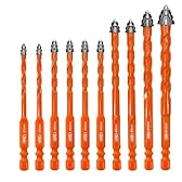 BGTEC Punte Eccentriche a denti di Sega a Quattro Taglienti - 10 pezzi 5mm*2+6mm*4+8mm*2+10mm+12mm Punta Trapano Legno per legno, plastica, mattoni, piastrelle, vetro, calcestruzzo e marmo