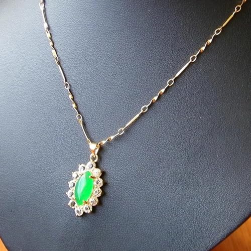 Pendentif jadéite véritable et argent S925 au design goutte d'eau