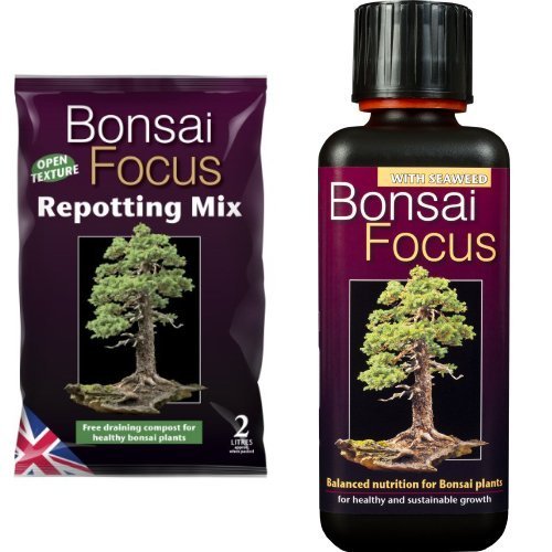Bonsai Focus Repotting Mix 2 Litre & Bonsai Focus Unique Liquid Concentrated Fertiliser 300ml Set