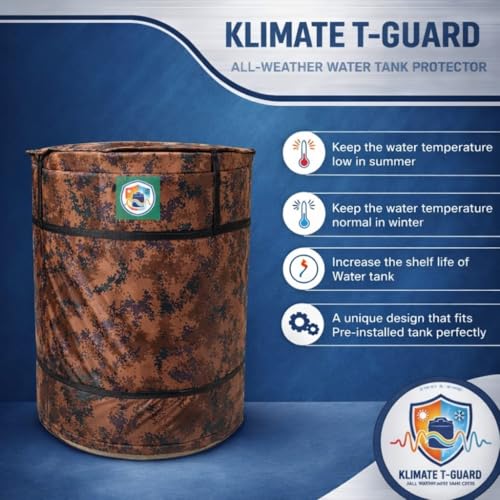 Image of Insulated Water Tank Cover for Overhead Tanks Aluminium Foil Bubble Insulation Heat & Cold Protection Waterproof Fabric UV Resistant Buckle Straps 500-2000 L (DIGITAL DESERT CAMOUFLAGE, 1000 LTR)