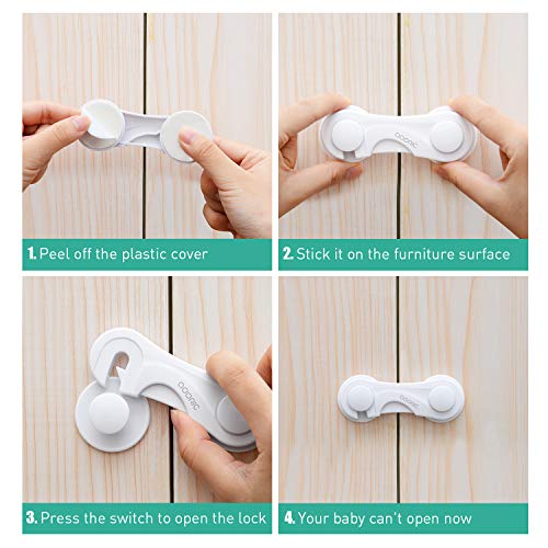 image for Cabinet Locks, Baby Safety Cabinet Latches, Adoric Life 8 Pack with St