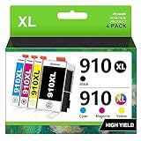 Acaves 910XL Ink for HP 910XL Ink Cartridges Combo Pack Replacement for HP 910 Ink Cartridges for HP Printers HP910XL Work for Office Jet Pro 8020 8025 8028 8010 Printer, Black and Color