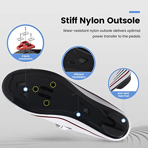 Image of Unisex Cycling Shoes Size 14 Peleton Compatible - Mens Spin Shoes with Look Delta Cleats - Indoor Road Bikes SPD Clips