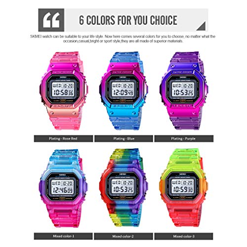 Stylish Gradient Silicone Waterproof Digital Sports Watch for Students - Dual Time Display in Purple - Image 4