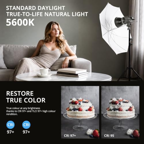Luces LED de vídeo regulables CRI97+ GVM con salida continua y montura Bowens 3