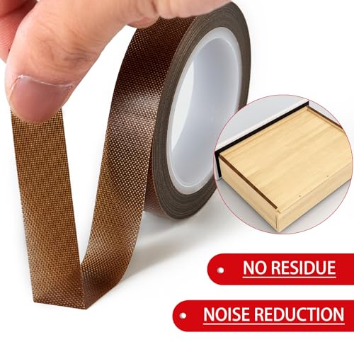 Image of Low Friction Drawer Slide Tape - 2 Rolls 1 /2 inch x33FT, Squeak Resistant & Abrasion Resistance Surface Protection Tape for Furniture, Tools,Wood,Drawer,Cabinet,Curtain(Brown)