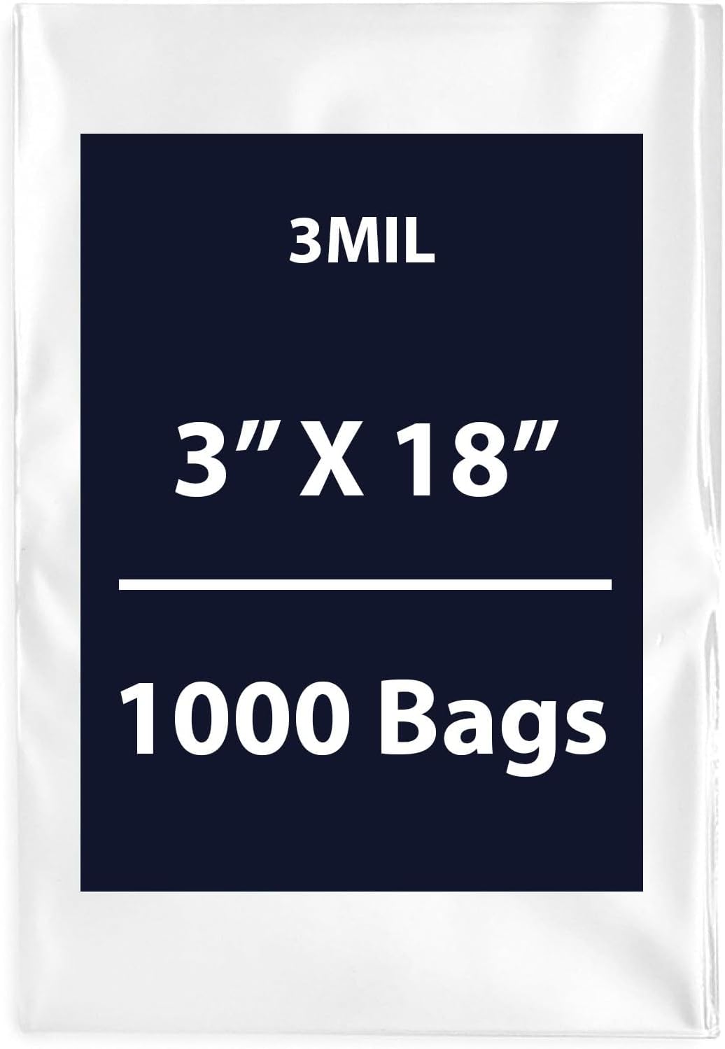 Clear Flat Poly Bags, 3Mil 3" X 18" & 2000 Bags | Low-Density Polyethylene (LDPE), Flat Open Top Plastic Packaging Packing | Flexible and Durable Plastic
