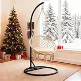Hammock Stand Only, Round Base, O-Shaped Hanging Chair Stand - 360-Degree Rotation, for Swinging Egg Chairs in The Patio, Garden, Balcony, Backyard (Black)