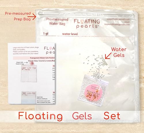 Vase Pearlfection Transparent Water Gels Kit- Fills 1 Gallon for Your Vases for the Floating Effect- with Measured Prep and Storage Bag for Best Results