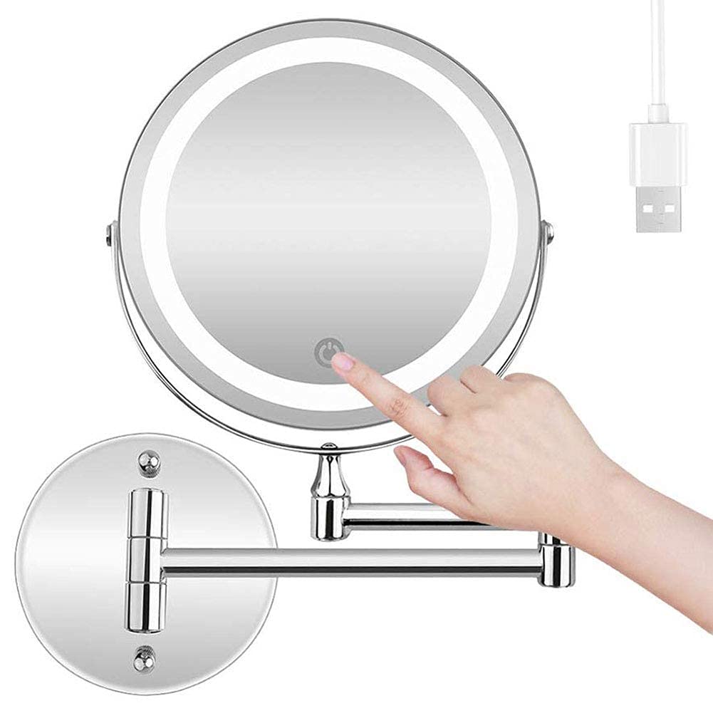 Miroir de courtoisie illuminé pivotant pour une salle de bain moderne