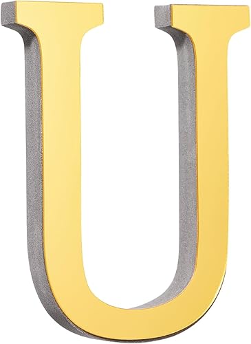 Miniatura 2 de Calcomanías de pared con letras acrílicas 3D, letras doradas, decoración de pared del hogar, letrero del alfabeto, calcomanías de pared para sala de