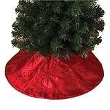20" Small Satin Christmas Tree Skirt with Sequin Designs (Red with Snowflake Design)