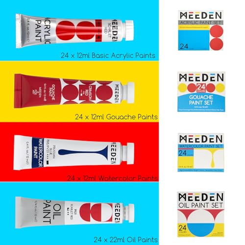 Image of MEEDEN 142 PCS Painting Kit: Art Supplies with Aluminum & Tabletop Easel
