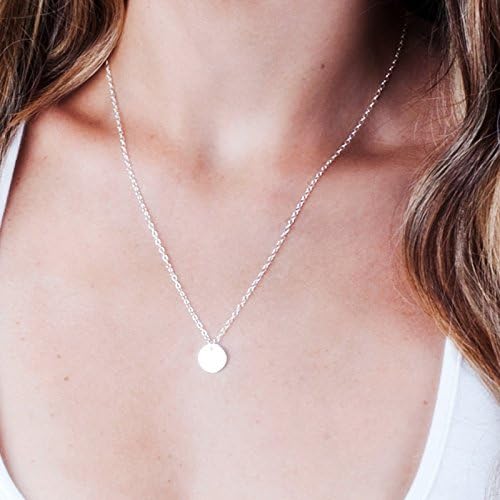 Sterling Silver Disc Necklace, Dainty Coin Pendant Necklace, Minimalist Jewelry for Women, Simple Everyday Layering Necklace Length 16 inch + 2 inch Extender - Image 2