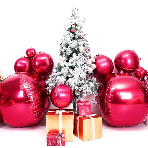 Image of 50 Inch Burgundy Red Round Foil Balloons 3pcs Large Mylar Balloons
