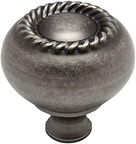 Cosmas 25 Pack 4040WN Weathered Nickel Rope/Scroll Cabinet Hardware Knob with Matching Backplate - 1-1/4" Inch Diameter