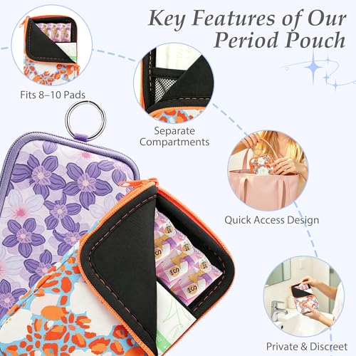 Image of KJQJLY 2 Pack Portable Tampon Organizer Bag Tampon Holder & Storage Case with Zipper for Travel, Discreet Period Bag for Purse, Waterproof Feminine Products Pouch for Women (Yellow & Purple)