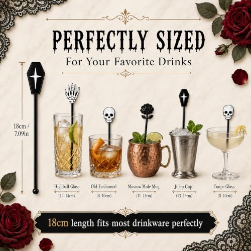 Halloween Cocktail Stirrers,36 Pack, 7.1 Inch (Gothic Mix) - image 2
