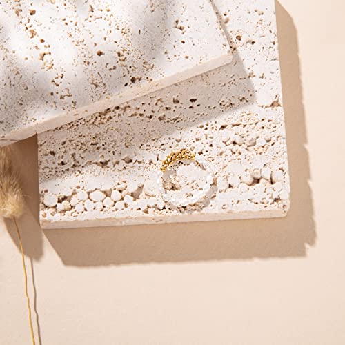 Pepeluali Freshwater Tiny Pearl Rings - Fashion Cultured Baroque Pearl Stackable Rings, Adjustable Stretch Pearl Beaded Cute Ring Gift For Womens Girls #TOP4