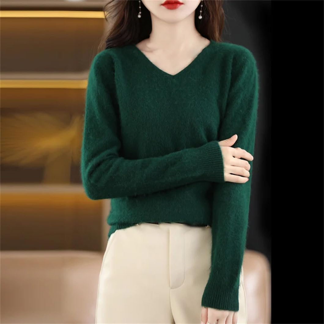 DBFBDTU Damen Kaschmir Pullover V-Ausschnitt Pullover Strickoberteile Langarm Weich Pullover Sweater Pulli