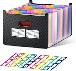 ThinkTex 24 Pockets Expanding File Folder, Upright & Open Top, A-Z Colorful Tabs, Larger Capacity Accordian Folder, Teacher Supplies