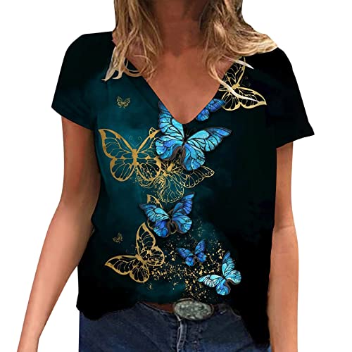 Tee Shirt Femme Coton Et Lin Chemisier De Mode Tshirt À Manches Courtes D'été Haut Chic Col en V Court Blouse Comfy Chemisiers Chic Et élégant Tunique Ample Grande Mode Blousebasictop Top