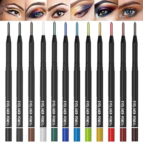KAIQIKAIXI 12 Kinds Of Color Eyeliner Pen, Eyebrow Pen,Eye Shadow Pencil, Lip Line Pen, Eyelid Pad, Pencil Makeup Set Tool 12PCS (Multicolor) Cover