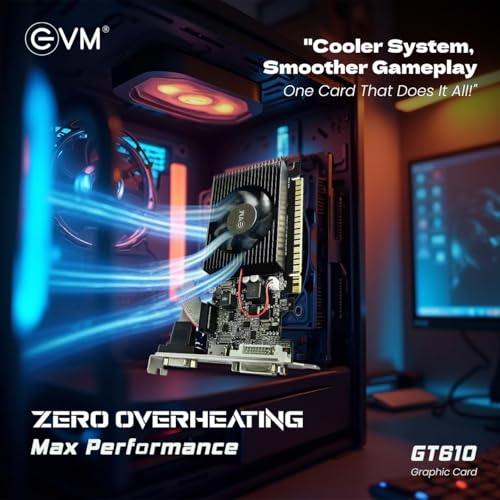 Image of EVM 2GB Nvidia GeForce GT610 Graphics Card - DDR3 - VGA, HDMI, DVI Outputs - High-Resolution 1920x1080 - Heat Sink with Fan - PCIe 2.0 Support - 3 Years Warranty (Graphic P) (GT-610)