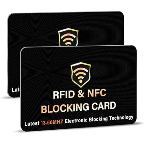 SaiTech IT 2 Pack RFID Blocking Card, One Card Protects Entire Wallet Purse, NFC Contactless Bank Debit Credit Card Protector ID ATM Guard Card Blocker–(Black) Cover