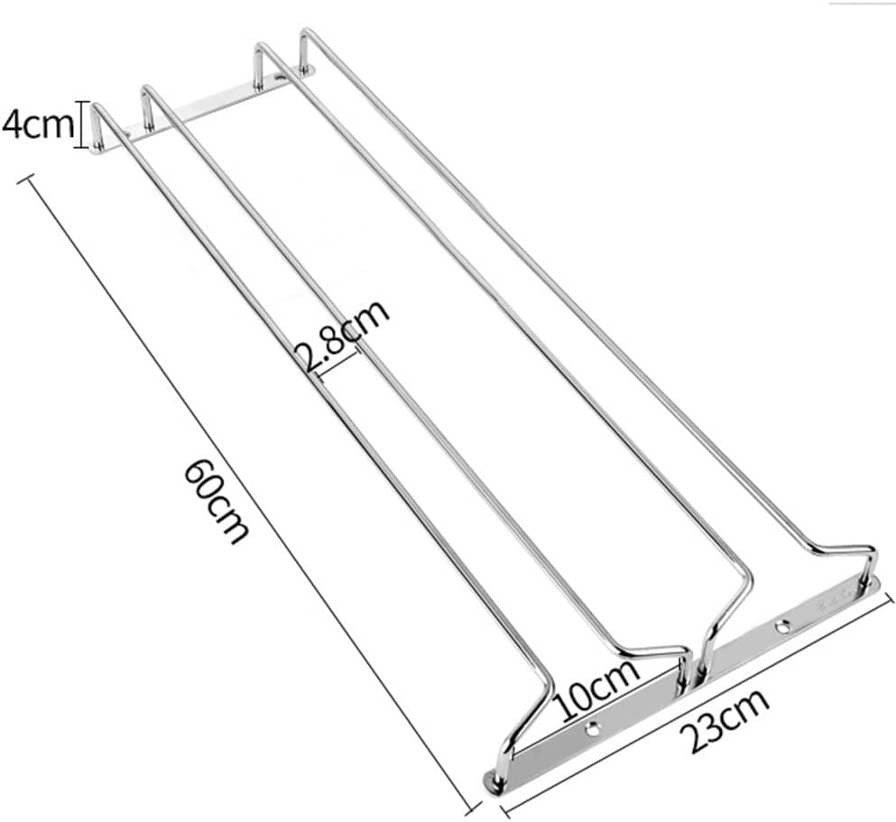 Cup Storage Holder,Under Shelf Wine Glass Holder, Stainless Steel Wall Mounted Rack, Hanging Wine Glass Storage Organizer for Kitchen, RV Mini Bar, Metal Glass Rack for S,60*23cm(23.7*9.1in)