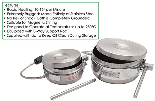 Chemglass CG-1100-01 Series CG-1100 Oil Bath, 120V, 400W, 100 mm Diameter, 50 mm Height, 350 mL, Stainless Steel
