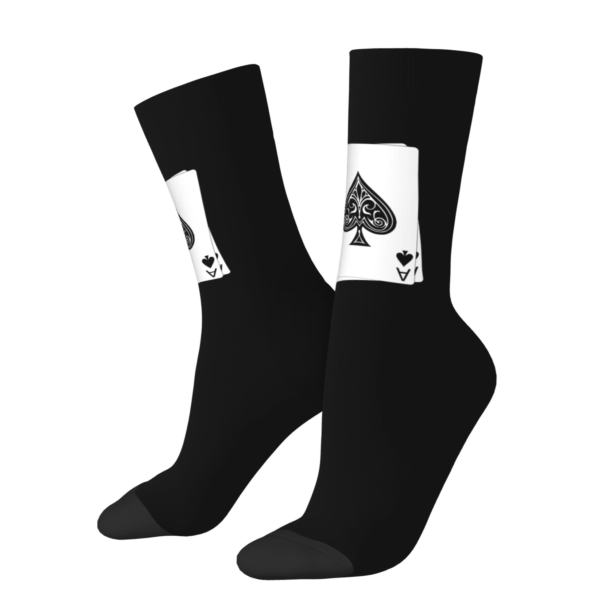 Oudrspo Unisex White Funny Socks Novelty Socks Poker Ace Of Spades Funky Socks Casual Dress Socks