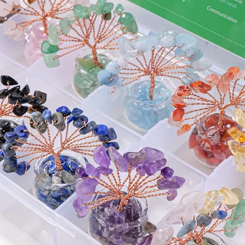 Runyangshi 12pcs Chakra Crystal Tree Set - Fengshui Money Tree with Gemstones, Glass Base, Natural Crystal and Healing Stones for Home Office Decor Runyangshi 12pcs Chakra Crystal Tree Set - Fengshui Money Tree with Gemstones, Glass Base, Natural Crystal and Healing Stones for Home Office Decor